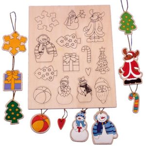 Baumschmuck Holz blanko, Weihnachtsbaumanhänger zum Bemalen, 14 Stück