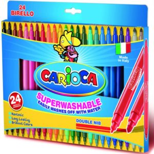 Doppelfasermaler 24er Etui - CARIOCA Filzstifte Duo-Fasermaler mit 2 Spitzen - dünn & dick, 24 Farben