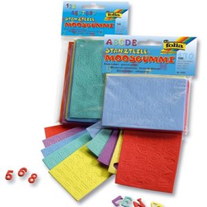 Moosgummi Stanzteile, Buchstaben-Mix 130 Stück, Farben sortiert - Folia 2353