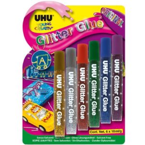 UHU 39040 Glitter Kleber Original Glitter Glue Young Creativ 6x10 ml