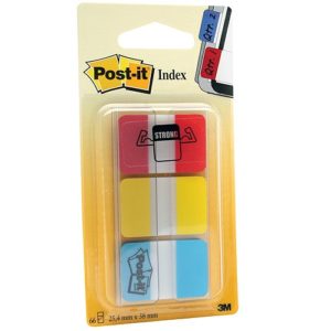 3M Post-it Index Strong 686-RYB, rot, gelb, blau, 25,4mmx38mm, 3x22 Haftstreifen