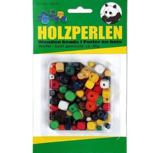 Holzperlen Würfel, bunt gemischt, 30 g - Fädeln, Basteln mit Kindern