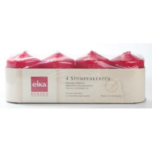 Eika Kerzen - Stumpenkerzen rot 80/60mm, 4er-Packung