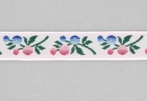 Stoffband Blumen rosa/blau 20m - Band aus Stoff zum Dekorieren und Geschenkeverpacken | Bejol Bastelshop