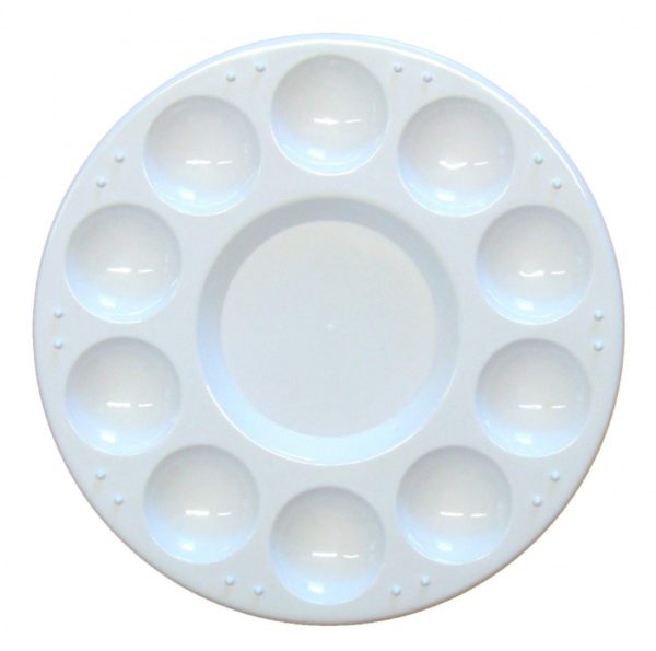 Malpalette rund, Ø 17cm - Kunststoff Mischpalette / Sortierteller für Perlen, weiß mit 11 Mulden | Bejol Bastelshop