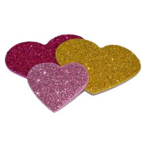 Moosgummi Glitzer Herzen - Sticker selbstklebend, verschiedene Farben & Größen