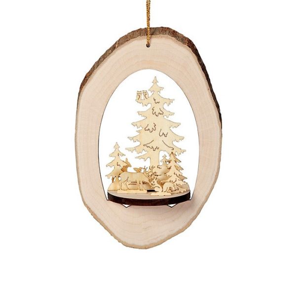 Deko Holz Anhänger Weihnachten 3D Astscheibe Wald Baumschmuck 14cm | Bejol Bastelshop