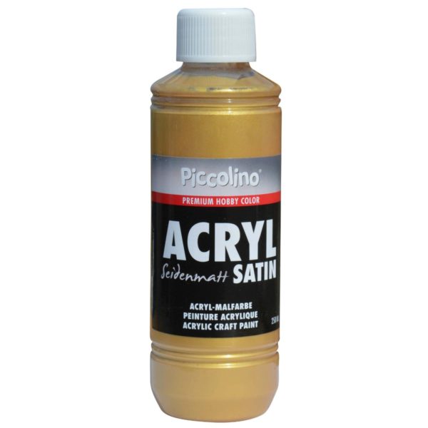 Acrylfarbe seidenmatt Gold 250ml Flasche - Piccolino Acryl Satin, Premium Hobby Color | Bejol Bastelshop