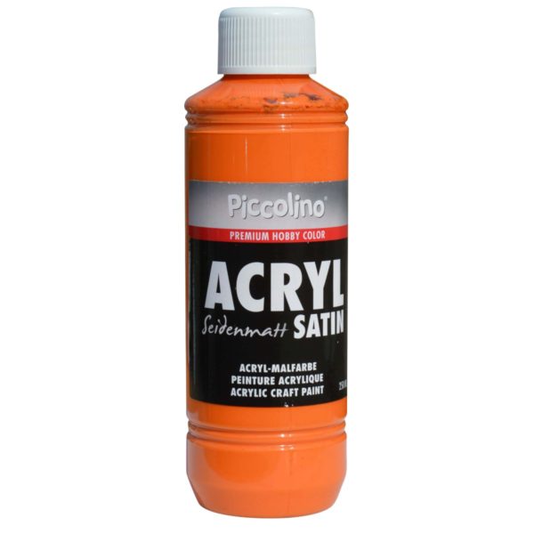 Acrylfarbe seidenmatt Orange 250ml Flasche - Piccolino Acryl Satin, Premium Hobby Color | Bejol Bastelshop