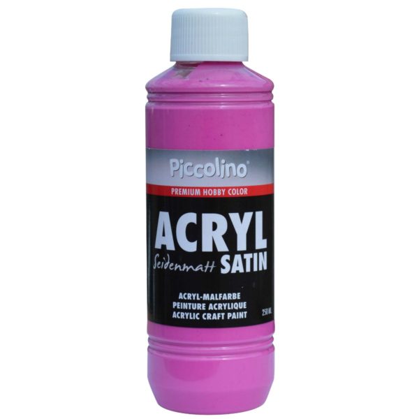 Acrylfarbe seidenmatt Pink 250ml Flasche - Piccolino Acryl Satin, Premium Hobby Color | Bejol Bastelshop