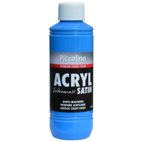 Acrylfarbe seidenmatt Primär-Blau 250ml Flasche - Piccolino Acryl Satin, Premium Hobby Color | Bejol Bastelshop