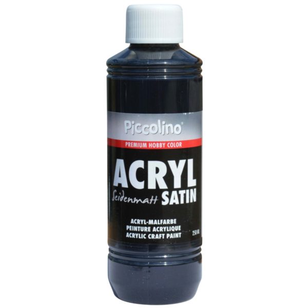 Acrylfarbe seidenmatt Schwarz 250ml Flasche - Piccolino Acryl Satin, Premium Hobby Color | Bejol Bastelshop