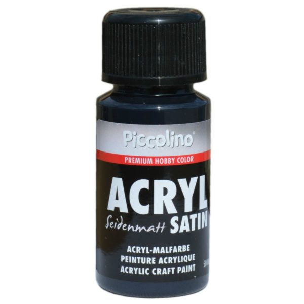 Acrylfarbe seidenmatt, Schwarz 50ml - Piccolino Acryl Satin - Premium Hobby Color | Bejol Bastelshop