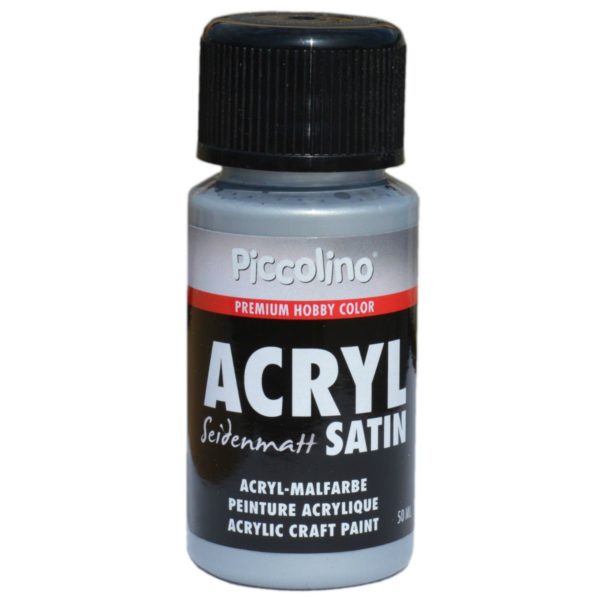 Acrylfarbe seidenmatt, Silber 50ml - Piccolino Acryl Satin - Premium Hobby Color | Bejol Bastelshop