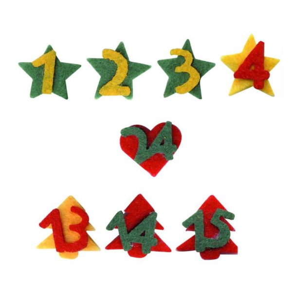 Adventskalender - Zahlen zum Aufkleben - Filz selbstklebend, H 2cm | Bejol Bastelshop