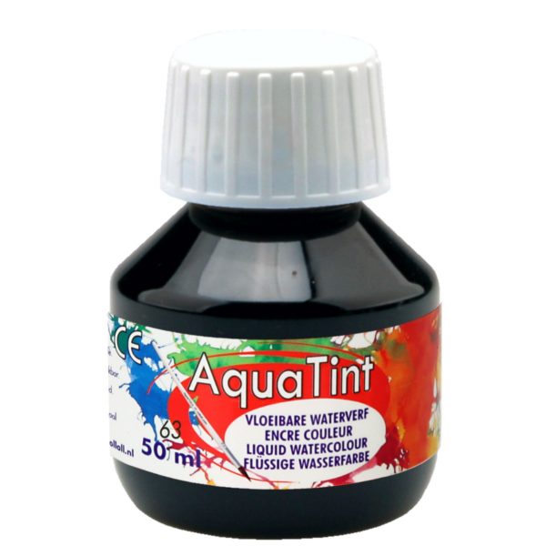 Flüssige Wasserfarbe AquaTint - schwarz, 50ml Flasche | Bejol Bastelshop