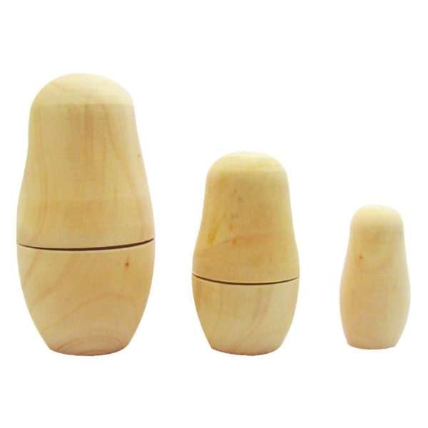 Russische Puppen Babuschka - Holz Rohling 3-tlg zum Selber Bemalen 77-57-40mm | Bejol Bastelshop