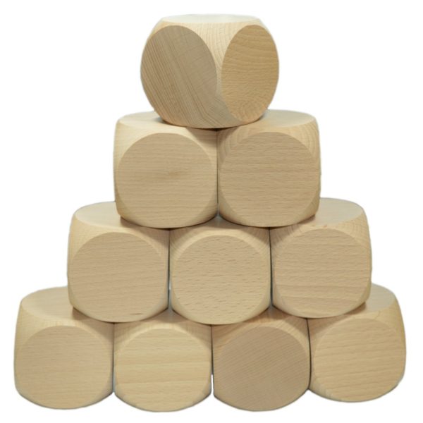 Blanko Holzwürfel 60mm, 10 Stück - Gebetswürfel Blanko-Würfel Holz unbedruckt
