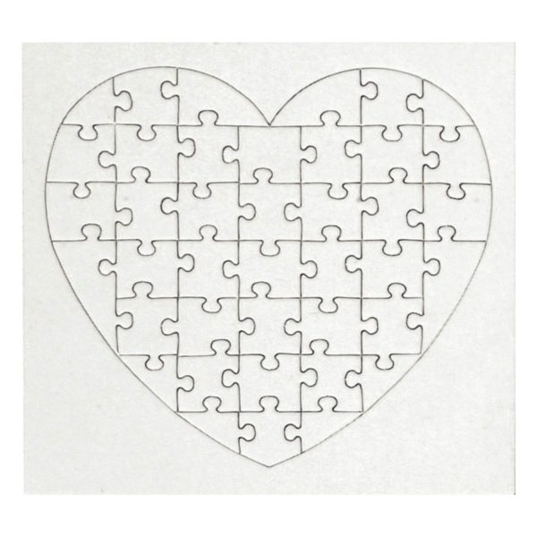 Blanko Puzzle Herz weiß - aus Karton 40 Teile, 16x16cm, 10 Stück | Bejol Bastelshop