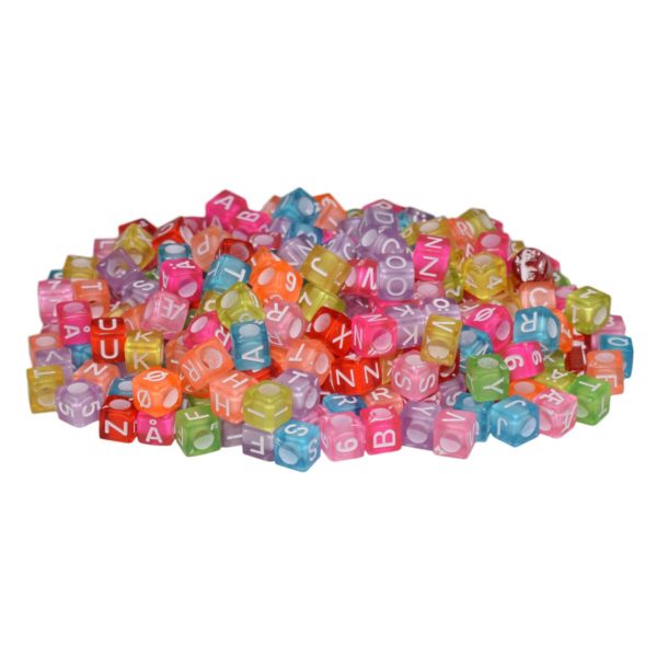 Buchstabenperlen - Buchstabenwürfel Kunststoff transparent 6x6mm - 1kg/6.000 Stk