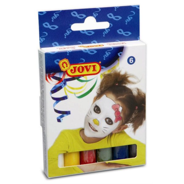 6 dicke Schminkstifte JOVI zu je 17g, Set mit 6 Farben - Kinder Schminke Karneval