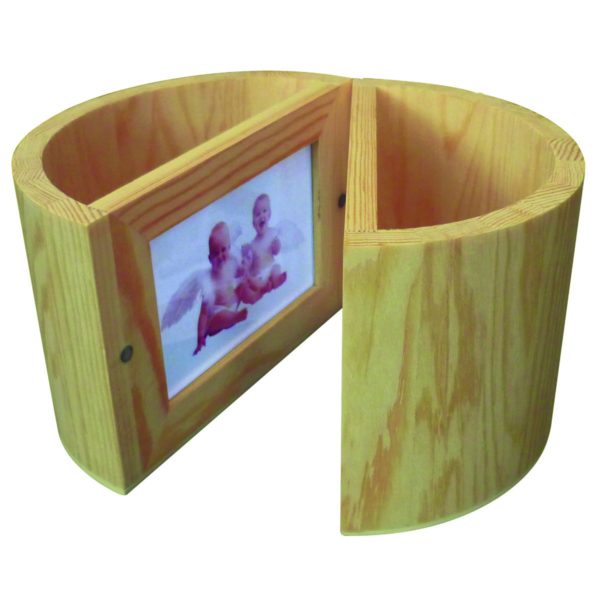 Doppel-Stifteköcher Holz - Stiftebecher natur mit 2 Bilderrahmen Ø13,5xH9cm | Bejol Bastelshop