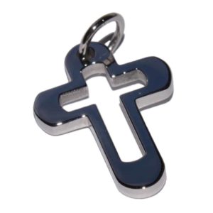 Edelstahl Kreuz Anhänger mit Durchbruch-Motiv Kreuz, 2,5cm