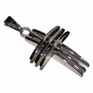 Edelstahl Kreuz Anhänger Herren - Schmuck Anhänger gewölbt, 3er-Streifen, 3,4cm