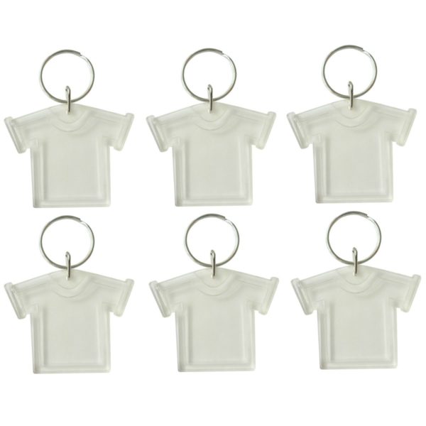 6x Foto Schlüsselanhänger Acryl-Glas T-Shirt - Rohling für Passfoto Bild 3x3cm | Bejol Bastelshop