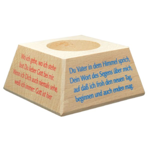 Gebetsleuchter - Teelichthalter aus Holz mit Morgen-Gebeten 8x8x4cm | Bejol Bastelshop