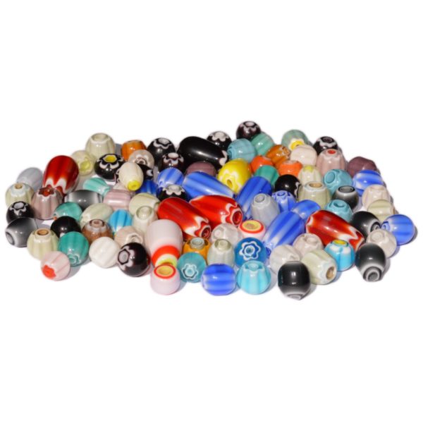 Chevron Perlen - Glasperlen-Mix bunt, rund & oval - 140g (ca. 120 Stück) | Bejol Bastelshop