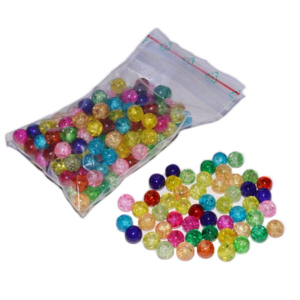 Glasperlen rund 8mm krakeliert, Bunt Mix - 150g (ca. 220 Stück) | Bejol Bastelshop