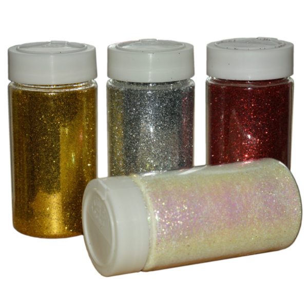 Glitter Set 1Kg Großpackung - 4x250g Streudosen - Gold, Silber, Rot, Weiß | Bejol Bastelshop