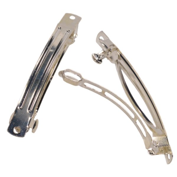 Haarspange Rohling Metall silberfarbig 80mm Schmuck basteln, 10 Stück