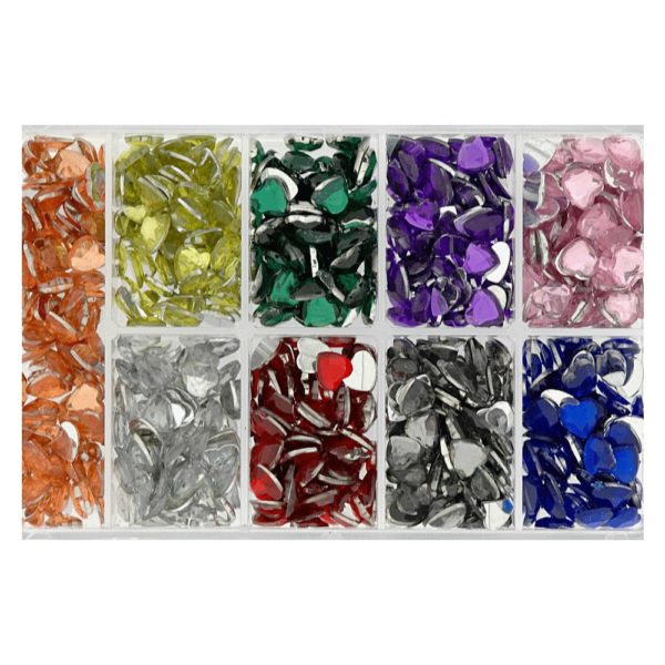 725 Glitzersteine Acryl Strasssteine - Herz - 6mm, 9 Farben | Bejol Bastelshop