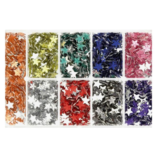 1630 Glitzersteine Acryl Strasssteine - Stern - 6mm, 9 Farben