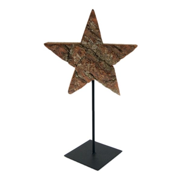 Weihnachtsdeko Holz Stern auf Stab mit Standfuß H32cm Stern Ø 16cm Eiche | Bejol Bastelshop