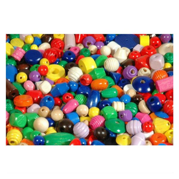 500 Holzperlen zum Fädeln 10-25mm - Kinderschmuck Bastelset 500g | Bejol Bastelshop