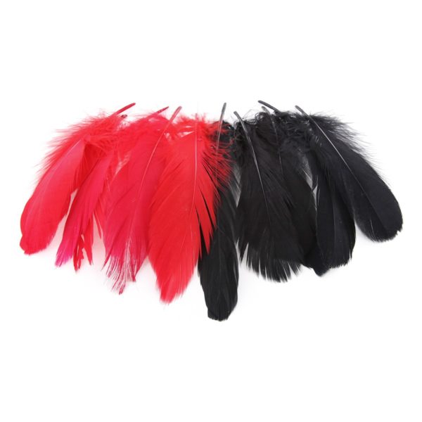 Bastelfedern - Indianerfedern Rot & Schwarz Mix, ca. 14-21cm, 15 Stück | Bejol Bastelshop