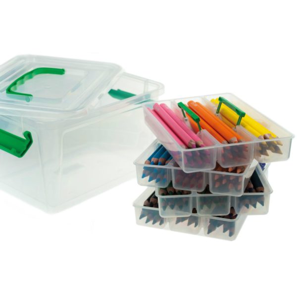 Dicke dreieckige Farbstifte - Set mit 120 Dreikant Buntstifte 10x12 Farben, 5mm dicke Mine in Kunststoffbox | Bejol Bastelshop