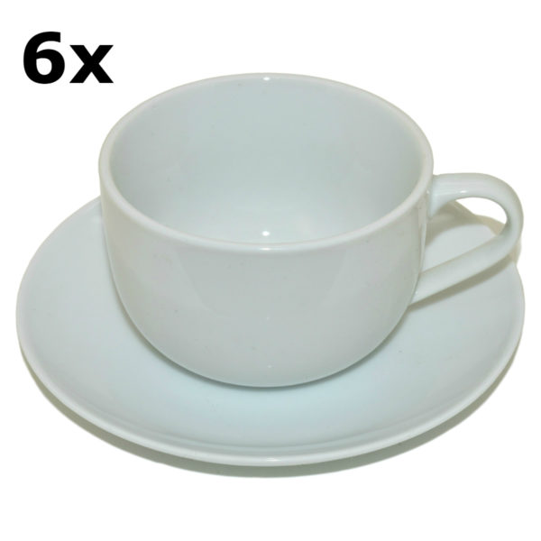 6 Porzellan Tassen mit Untertassen weiß zum Bemalen, 200ml, H 6 x Ø 9cm | Bejol Bastelshop