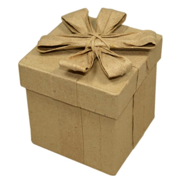 Pappschachtel mit Deckel & Schleife, Geschenk-Box 5x5xH6,6cm | Bejol Bastelshop