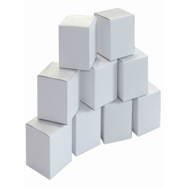 20 Blanko Geschenkschachteln Würfelboxen 6x6xH12,5cm Karton weiß zum Bemalen