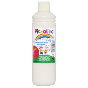 Plakatfarbe Piccolino Kinderfarbe zum Malen, Kinder Malfarbe 500ml, Farbe weiß