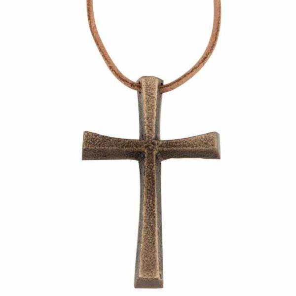 Umhängekreuz Bronzekreuz Anhänger am Band, Kreuz 6cm groß