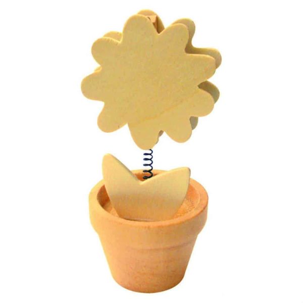 Memohalter Clip - Holz Blume im Blumentopf natur zum Selbstgestalten 10x5cm | Bejol Bastelshop