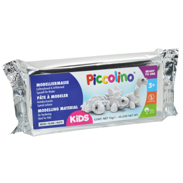 PICCOLINO Modelliermasse 1kg weiß lufttrocknend - ideal für Kinder & Therapie | Bejol Bastelshop