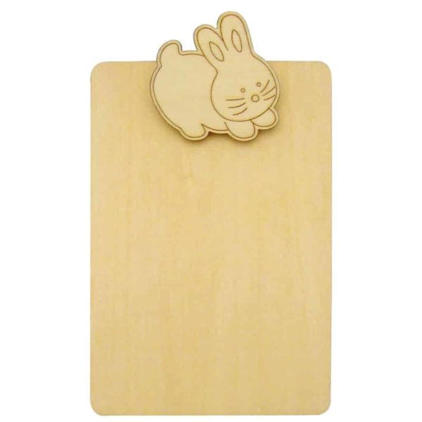 Notizblockhalter Holz - Klemmbrett Hase - Holz natur zum Selbstgestalten 12x18cm