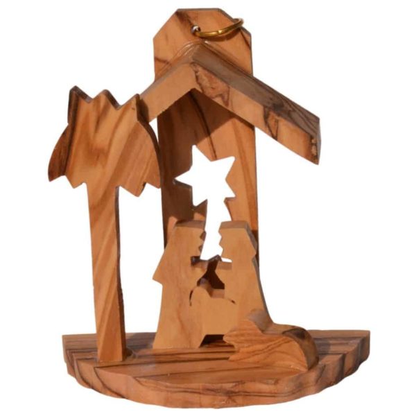 Holz Anhänger Minikrippe Olivenholz Christbaumschmuck Bethlehem 6cm | Bejol Bastelshop