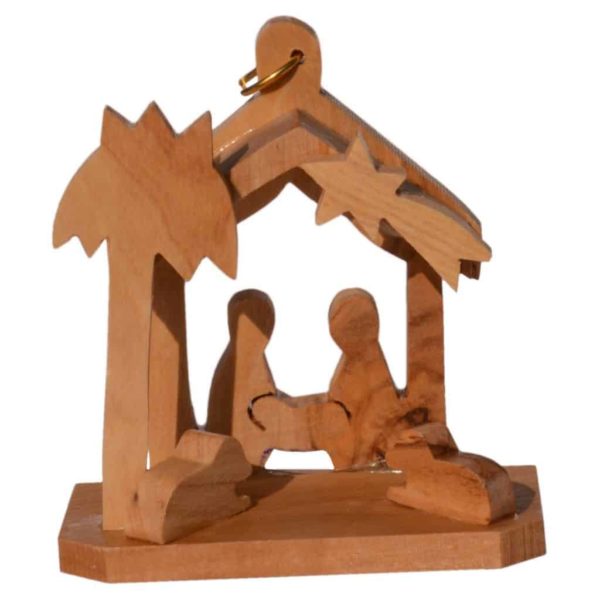 Holz Anhänger Minikrippe Olivenholz Christbaumschmuck Bethlehem 6cm | Bejol Bastelshop